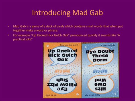 mad gab instructions